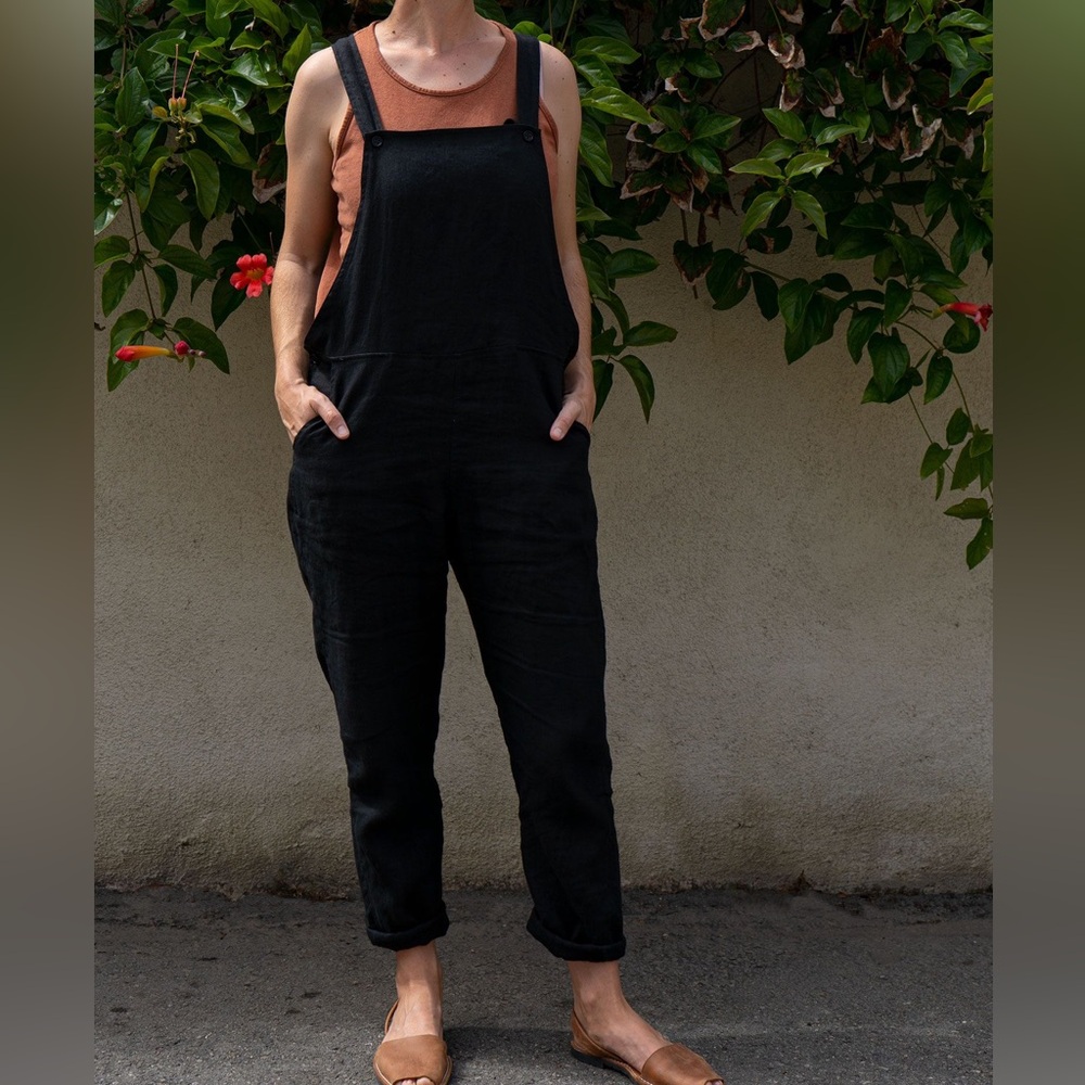 Pyne & Smith Linen Black Overalls Size Small